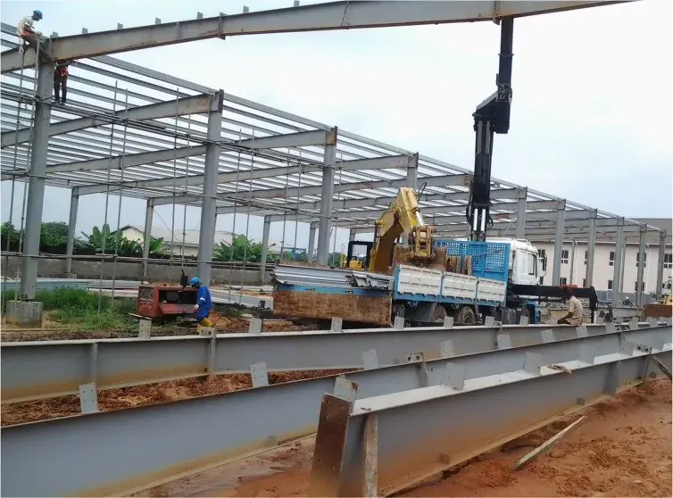 Steel frame erection at the Plantgeria warehouse complex in Trans Amadi, Port Harcourt